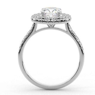 1.50 Ct Cushion Cut Double Halo Moissanite Ring in Yellow Gold
