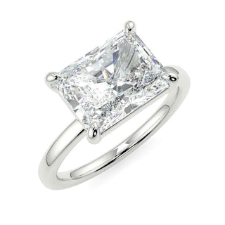 1.50 Ct Radiant Cut East West Solitaire Moissanite Ring in Rose Gold