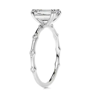 1.50 Carat Emerald Cut Double Prong Solitaire Moissanite Ring in Yellow Gold