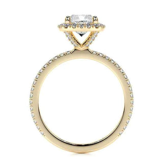 1.10 Carat Cushion Cut Moissanite Halo Engagement Ring in Rose Gold