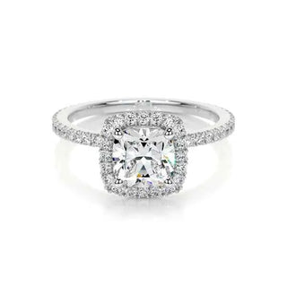 1.10 Carat Cushion Cut Moissanite Halo Engagement Ring in Rose Gold