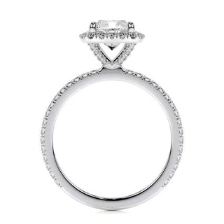 1.10 Carat Cushion Cut Moissanite Halo Engagement Ring in Rose Gold