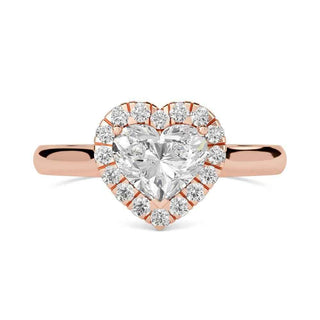 1.50 Ct Heart Cut Moissanite Halo Ring in White Gold