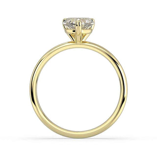 1 Carat Heart Shape Solitaire Moissanite Ring in Yellow Gold
