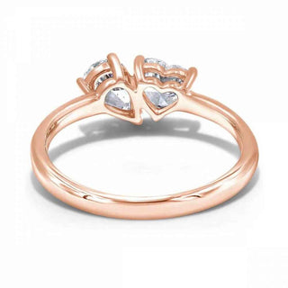 2.50 Carat Heart Shape Toi Et Moi Moissanite Ring in Yellow Gold