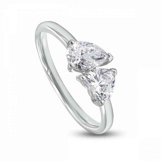 2.50 Carat Heart Shape Toi Et Moi Moissanite Ring in Yellow Gold