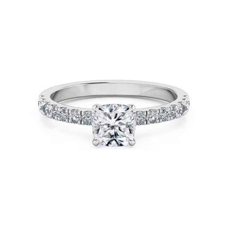 1.50 Ct Cushion Shape Prong Set Moissanite Ring in White Gold