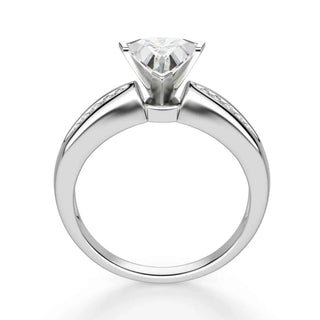 2.50 Ct Trillion Cut v Prong Moissanite Ring in White Gold