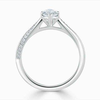 1.70 Carat Marquise Cut Cathedral Moissanite Ring in Yellow Gold
