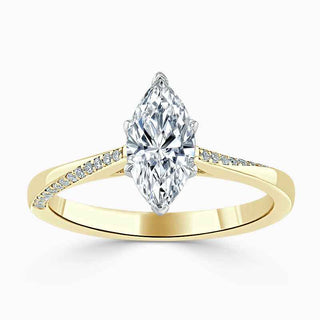 1.70 Carat Marquise Cut Cathedral Moissanite Ring in Yellow Gold