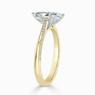 1.70 Carat Marquise Cut Cathedral Moissanite Ring in Yellow Gold