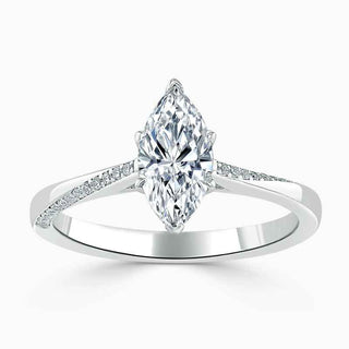 1.70 Carat Marquise Cut Cathedral Moissanite Ring in Yellow Gold