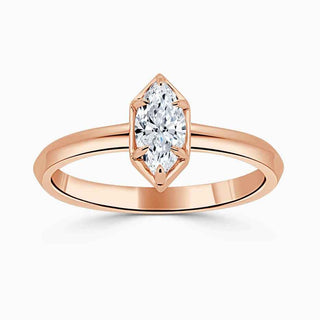 1 Carat Marquise Cut Bezel Set Solitaire Moissanite Ring in White Gold