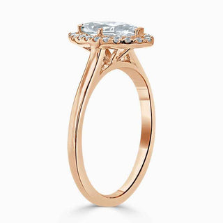 1.50 Carat Marquise Cut Halo Moissanite Ring in Rose Gold