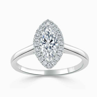 1.50 Carat Marquise Cut Halo Moissanite Ring in Rose Gold