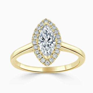 1.50 Carat Marquise Cut Halo Moissanite Ring in Rose Gold