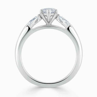 2.50 Ct Marquise Cut Three Stone Moissanite Ring in White Gold