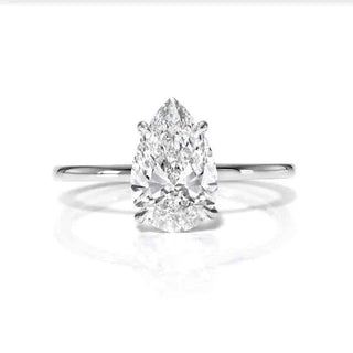 1.50 Ct Pear Shaped Hidden Halo Moissanite Ring in Rose Gold