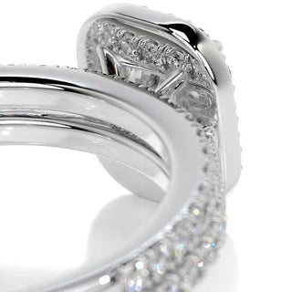 2.50 Carat Radiant Shape Halo Moissanite Bridal Set Ring in Yellow Gold