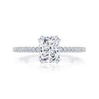 1.50 Ct Radiant Cut Cathedral Set Moissanite Ring in Rose Gold