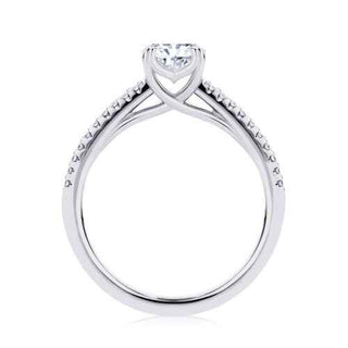 1.50 Ct Radiant Cut Cathedral Set Moissanite Ring in Rose Gold