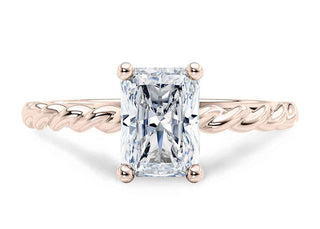 1.50 Ct Radiant Cut Moissanite Rope Design Ring in Yellow Gold