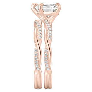 1.30 Carat Heart Shape Twisted Moissanite Bridal Set Ring in White Gold