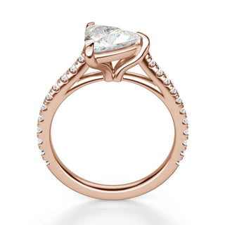 2.50 Ct Trillion Shape East West Moissanite Ring in Yellow Gold
