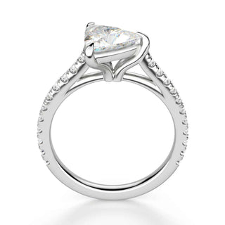 2.50 Ct Trillion Shape East West Moissanite Ring in Yellow Gold