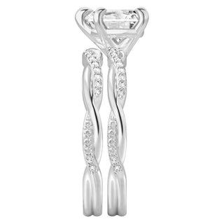 1.30 Carat Heart Shape Twisted Moissanite Bridal Set Ring in White Gold