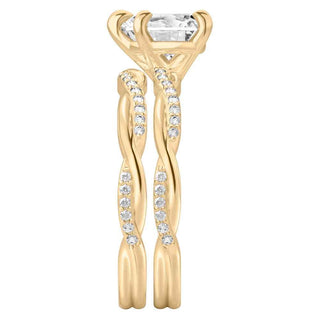 1.30 Carat Heart Shape Twisted Moissanite Bridal Set Ring in White Gold