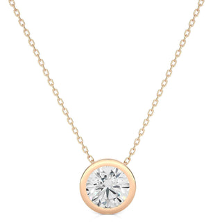 1.50 Ct Bezel Round Stone Moissanite Pendant In White Gold