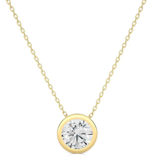 1.50 Ct Bezel Round Stone Moissanite Pendant In Rose Gold