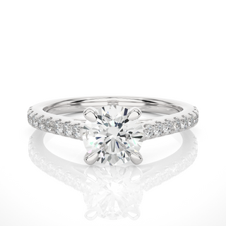 1.50 Ct Round Cut Moissanite Cathedral Set Engagement Ring In Silver