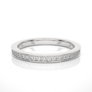 1.30 Mm Pave Set Moissanite Wedding Band In White Gold