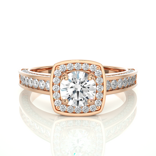 1.50 Carat Round Moissanite Hidden Halo Engagement Ring In Rose Gold