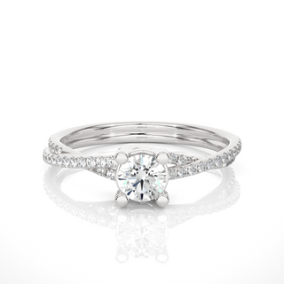 1 Carat Round Moissanite Twisted Solitaire Ring In White Gold