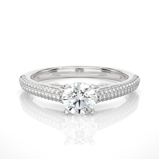1 Ct Moissanite Three Row Engagement Ring with Accent In White Gold