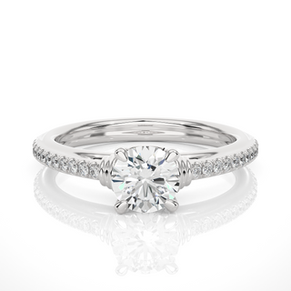1.50 Ct Round Cut Moissanite French V-Split Engagement Ring In Silver