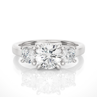 2 Ct Round Moissanite Three Stone Engagement Ring in White Gold