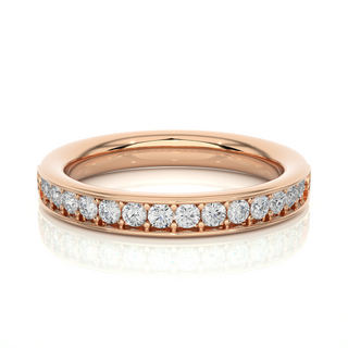 1.90 Mm Pave Set Round Moissanite Wedding Band In Rose Gold