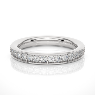 1.90 Mm Pave Set Round Moissanite Wedding Band In Yellow Gold