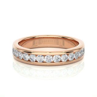 2.20 Mm Channel Set Pave Round Moissanite Wedding Band In Rose Gold