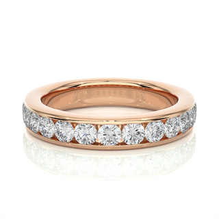 2.70 Mm Channel Set Round Stone Moissanite Band In Rose Gold