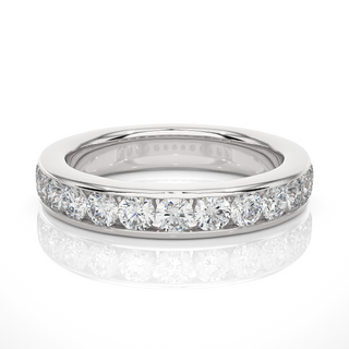2.70 Mm Channel Set Round Stone Moissanite Band In Rose Gold