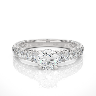 2 Ct Bridge Set Moissanite Engagement Ring With Accent In Yellow Gold
