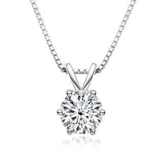 2 Carat Round Cut Solitaire Moissanite Solitaire Pendant in Silver