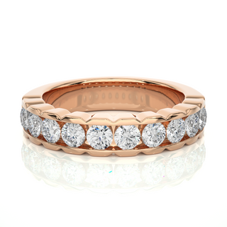 3.00 Mm Pave Set Round Moissanite Wedding Band In Silver