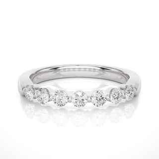 2.70 Mm 7 Stone Round Moissanite Ring In White Gold