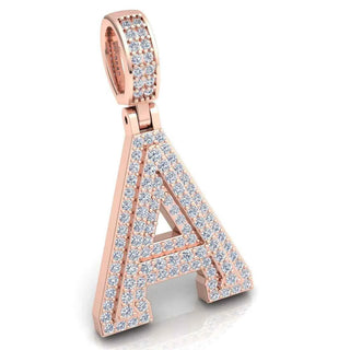 3 Carat Round Cut Moissanite Letter "A" Pendant White Gold